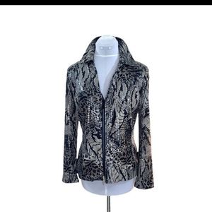 VINTAGE Laura Max Vintage Shiny Zip Front Python Print Jacket